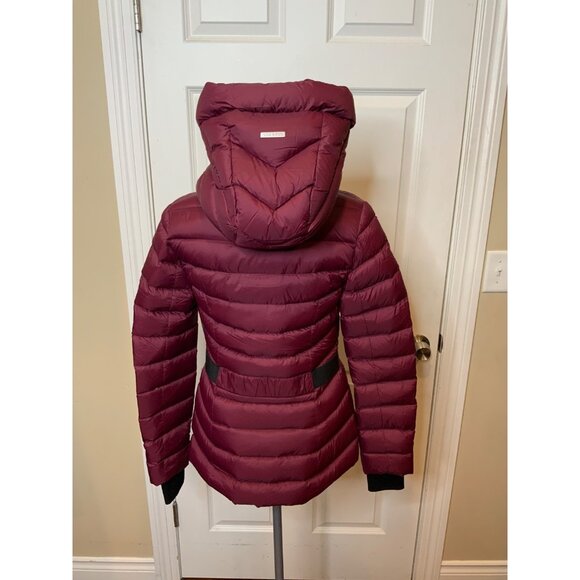 Soia & Kyo Maroon Nylon Hooded Down Zip-Up Jacket, Size XS - Picture 6 of 7
